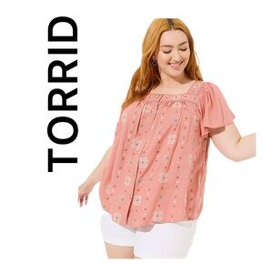 NWT TORRID Embroidered Square Neck Top 2X
